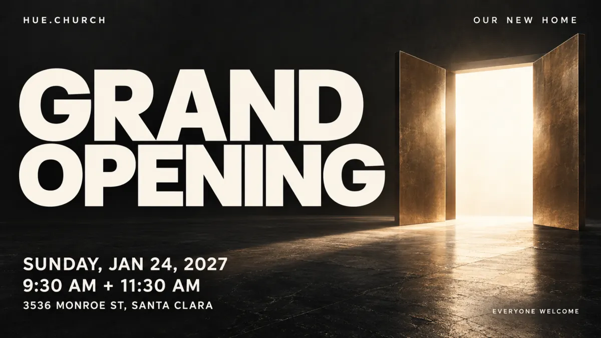 Grand Opening — Hue.Church, Jan 24, 2027 · 9:30 + 11:30 AM · Monroe