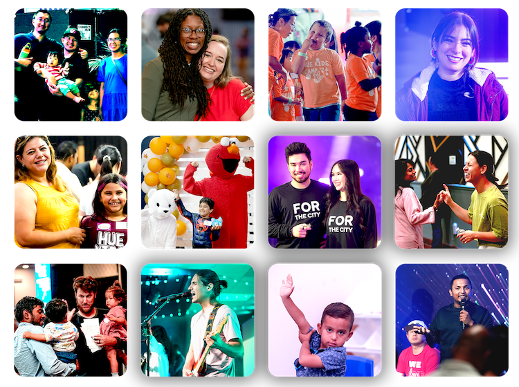 People and families at Easter and Hue Church events