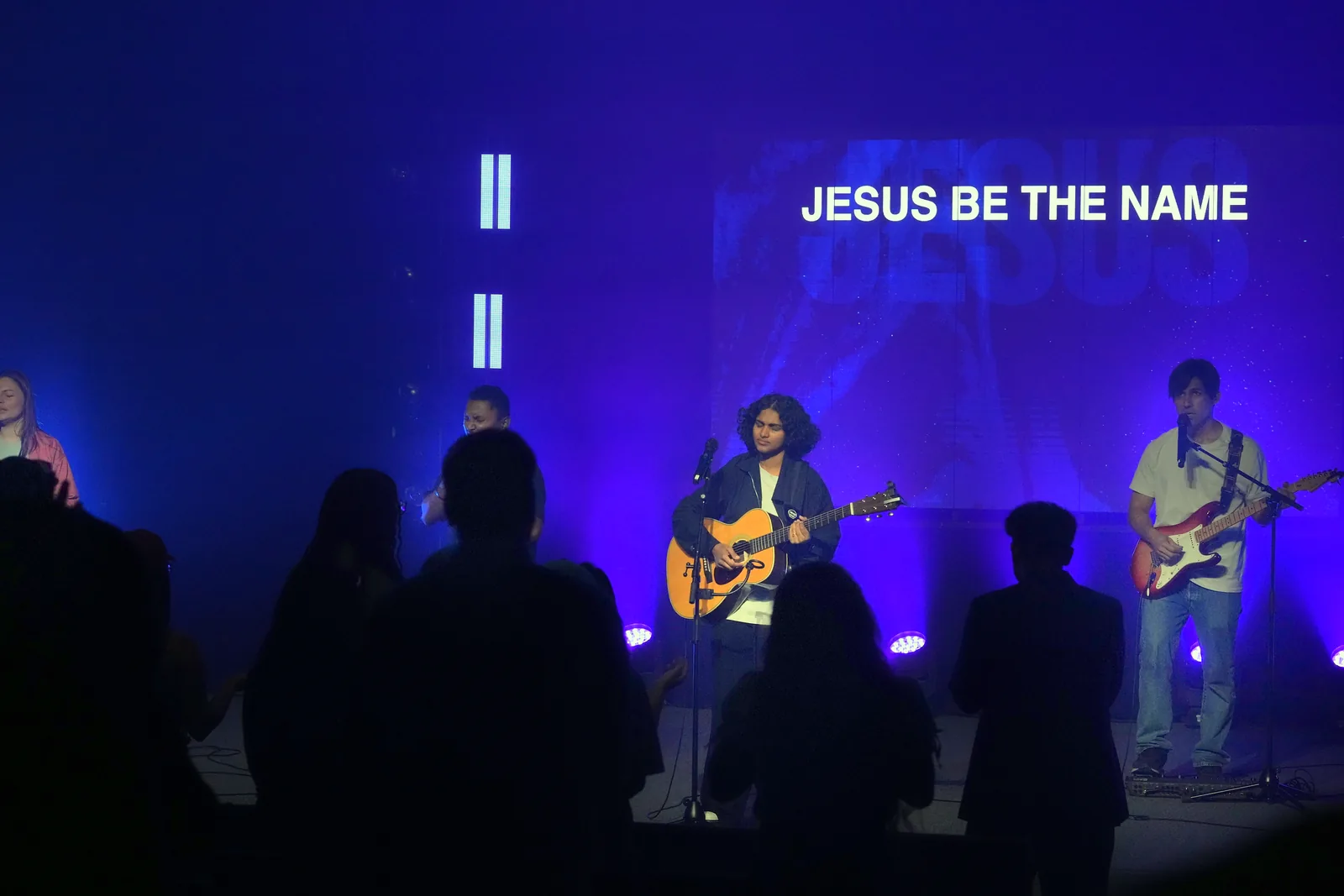 Worship band on stage with the congregation at Hue.Church on October 18, 2026